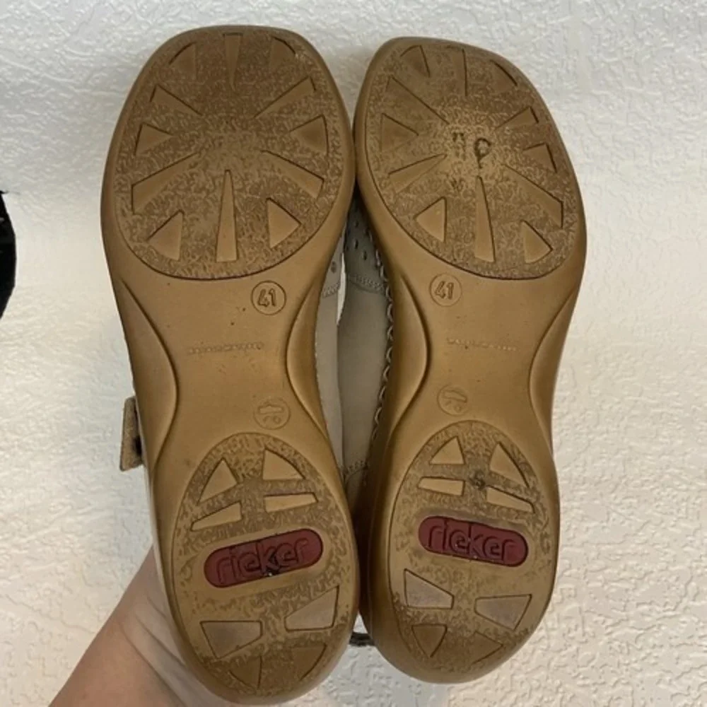 Rieker Tan‎ Closed Toe Slingback Perforated Mary Jane Sandals Women 41/US10-10.5
